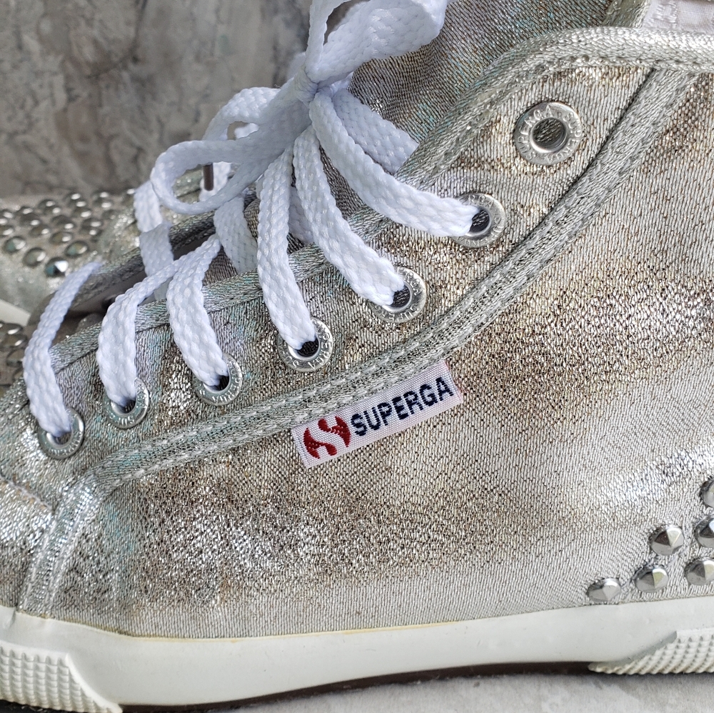 Superga Silver Glitter Stud High-Top Sneaker
EU 41 - Picture 7 of 16